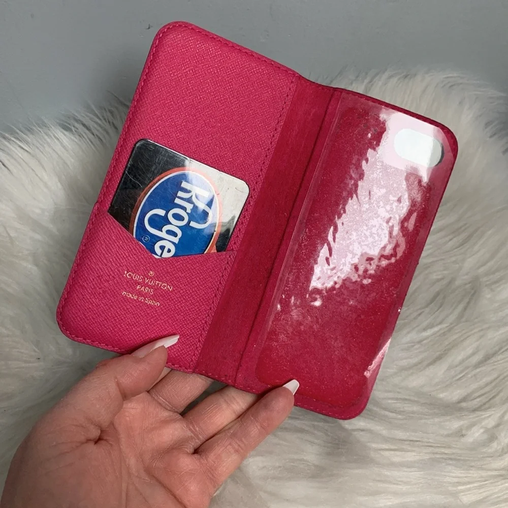 Authentic Louis Vuitton iPhone 7 monogram and hot pink phone case